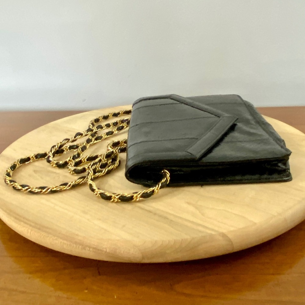 Vintage Saks Fifth Ave Snakeskin Leather Clutch Crossbody Shoulder Bag Vtg 80s - Picture 15 of 16